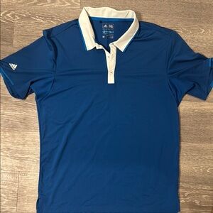 Adidas Polo Shirt Blue and White Classic Fit